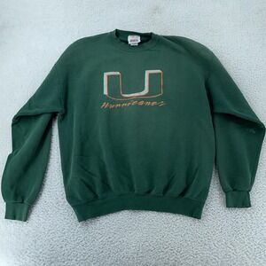 Vintage Miami Hurricanes Sweatshirt Crewneck Mens‎ L Green College Football 90s